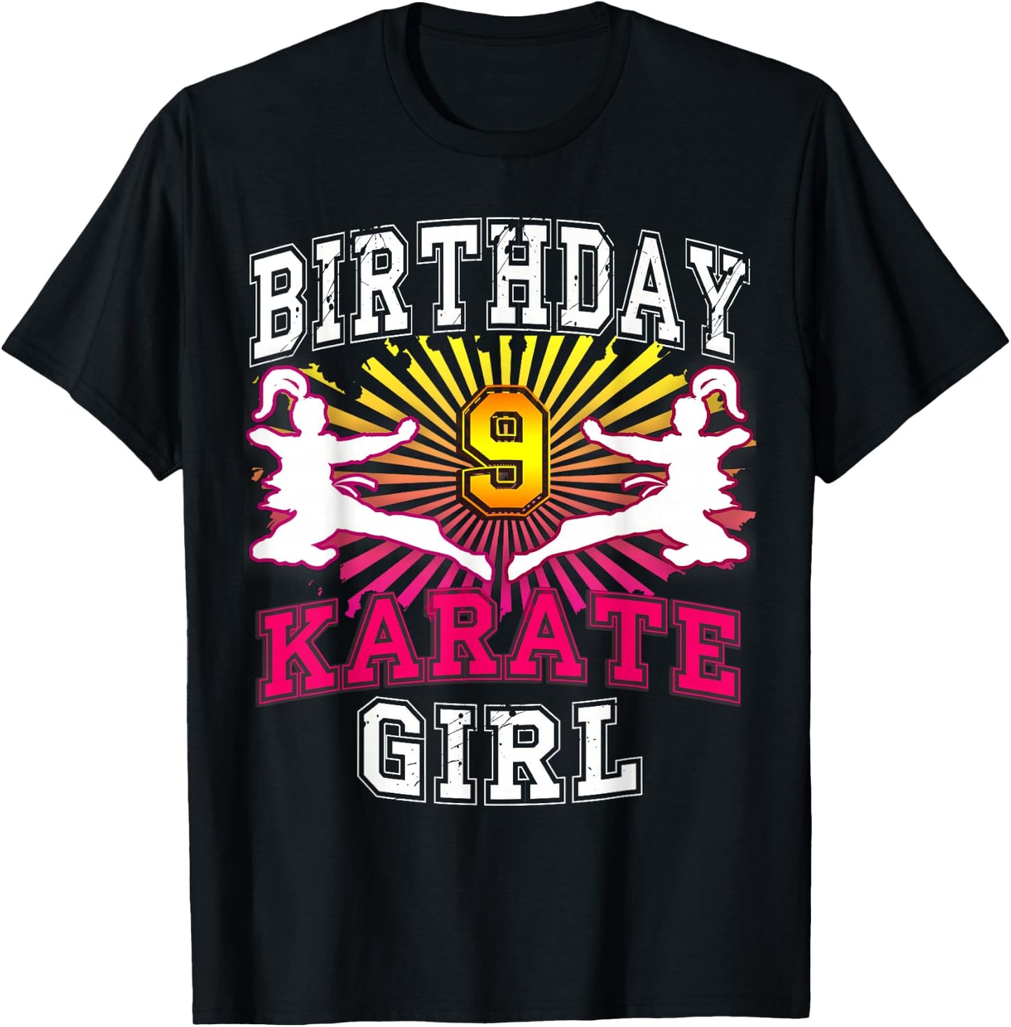 9th Birthday Girl - Karate 9 years old T-Shirt - T-Shirt | Black