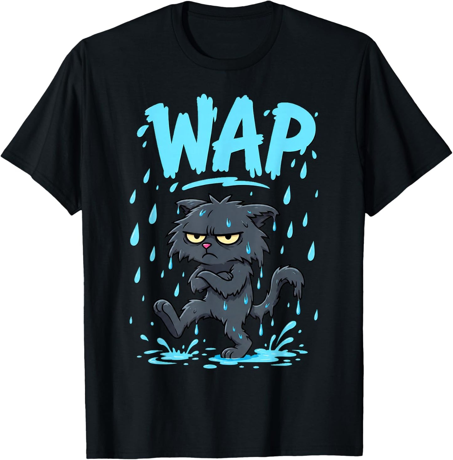 Wet Cat Humor Design T-Shirt - T-Shirt | Black