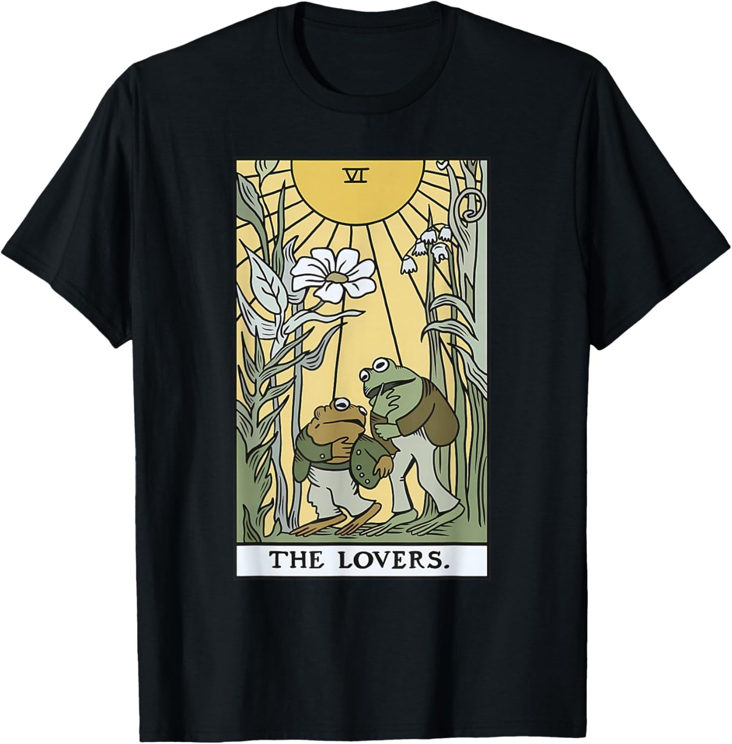The Lovers Frog Toad Tarot Card Vintage Frog Lover Meme T-Shirt - T-Shirt | Black