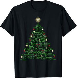 Christmas Tree Word Design Costume T-Shirt - T-Shirt | Black