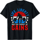 Life Liberty Pursuit of Gains Funny Workout Weight Lifting T-Shirt - T-Shirt | Black