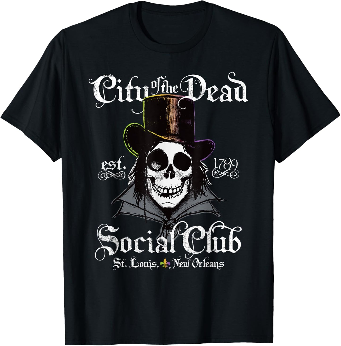 New Orleans Voodoo Doctor Goth Skull Halloween T-Shirt - T-Shirt | Black