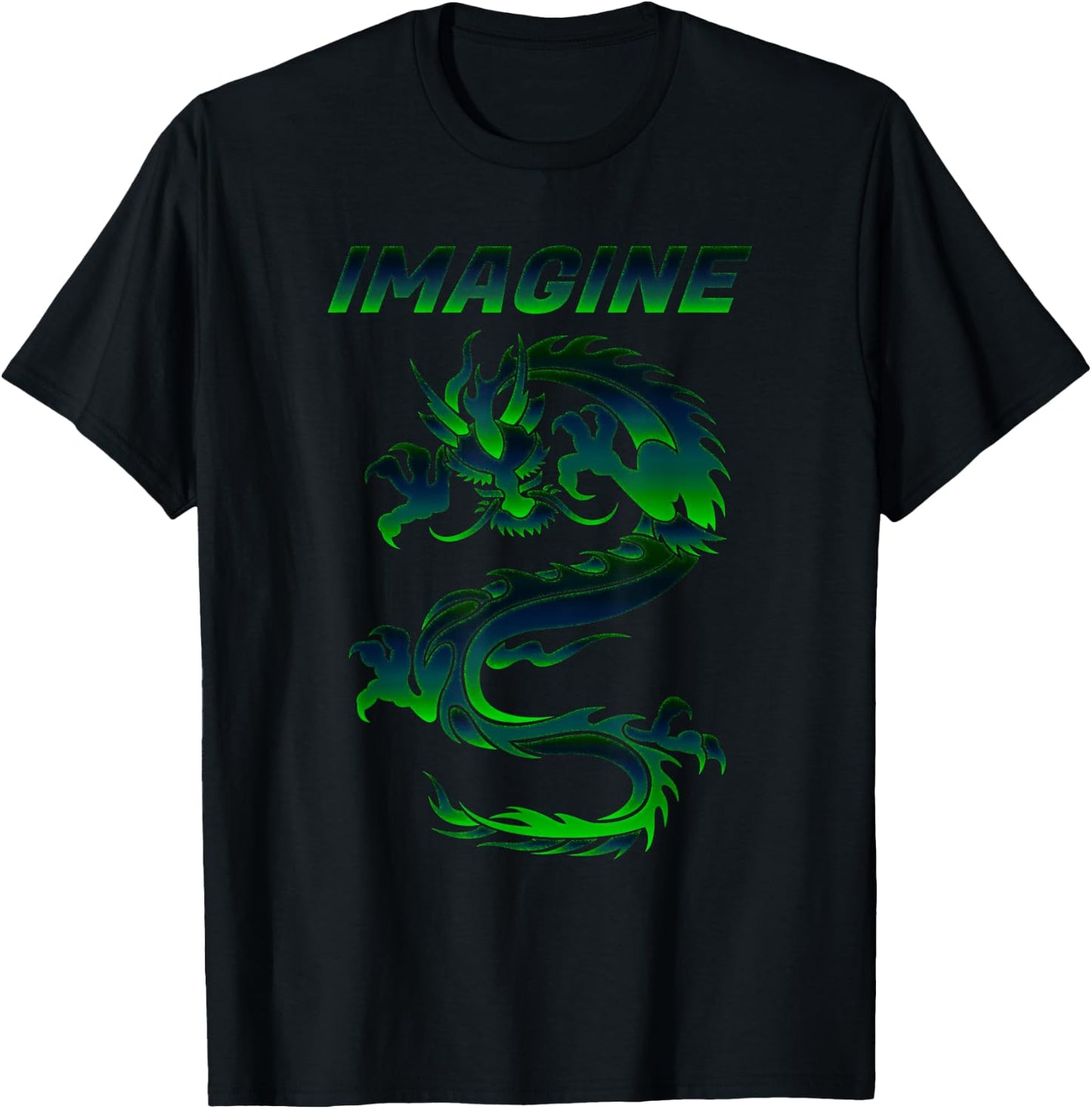 Imagine Fantasy Dragon Tattoo Style T-Shirt - T-Shirt | Black
