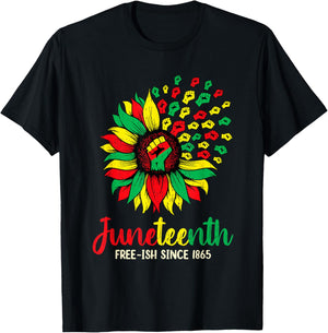 Sunflower Juneteenth Freedom - June 19th 1865 Afro Heritage T-Shirt - T-Shirt | Black