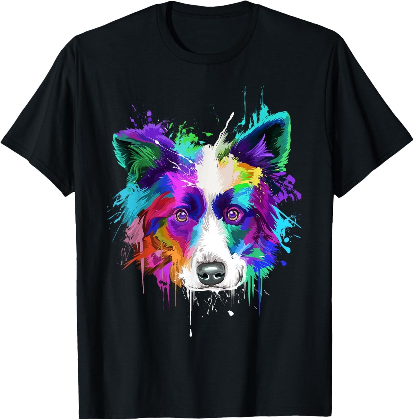 Splash Art Border Collie | Border Collie Owners Gift T-Shirt - T-Shirt | Black