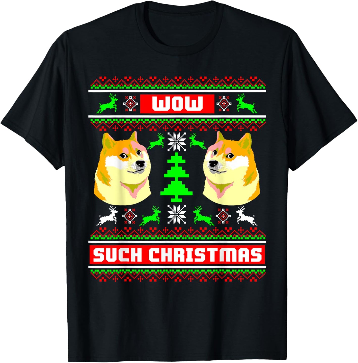 Doge Meme Funny Doge shirt Dog Ugly Christmas T-Shirt - T-Shirt | Black