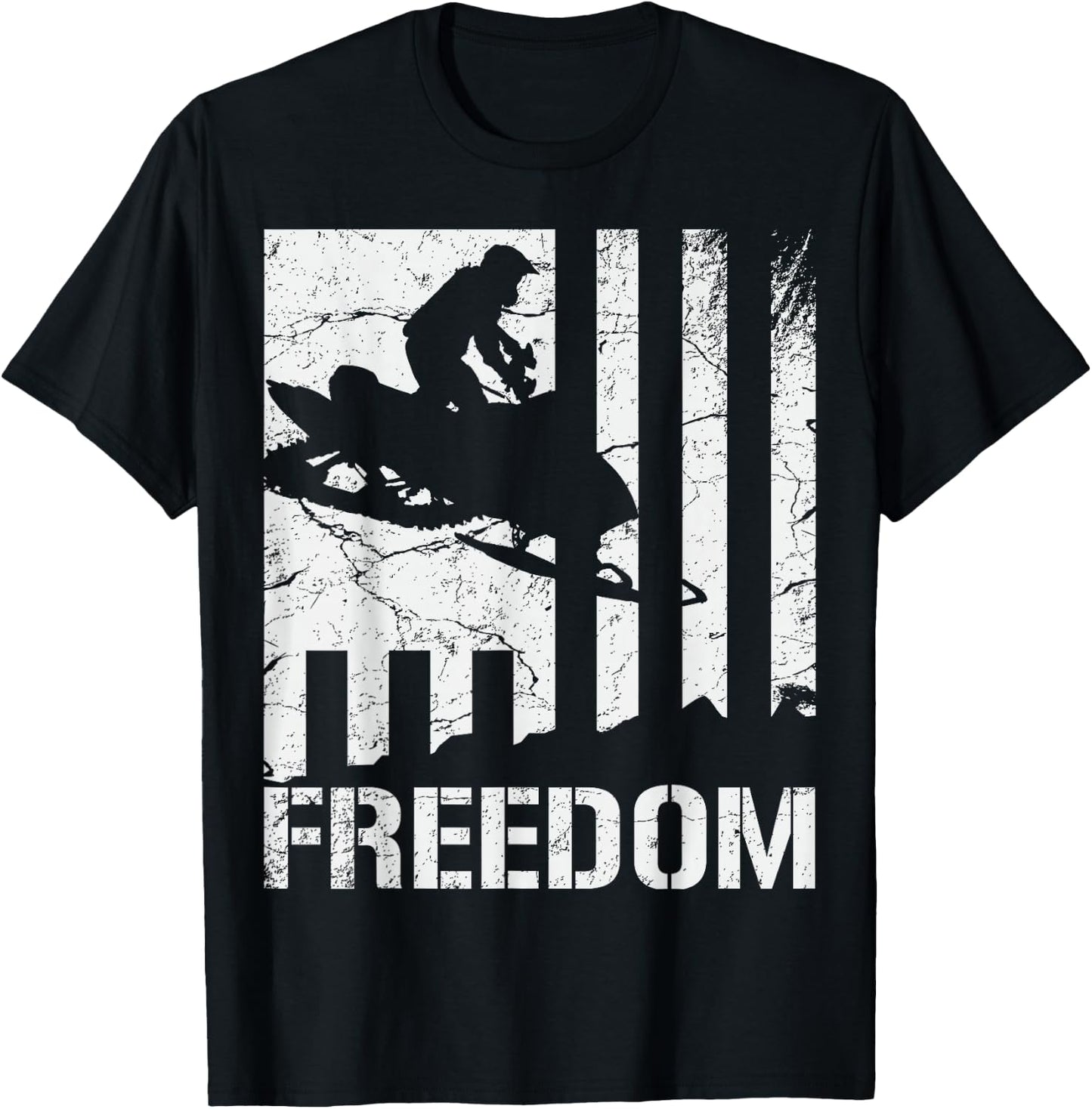 Snowmobile Snowmobiling Freedom Flag T-Shirt - T-Shirt | Black