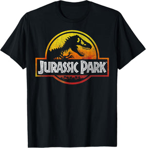 Jurassic Park Deep Red Fire Colors Logo T-Shirt - T-Shirt | Black