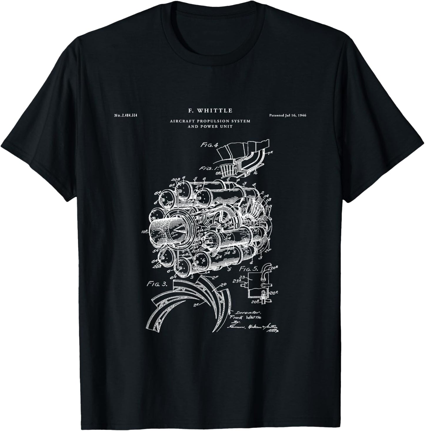 Jet Engine Patent - Plane T-Shirt - T-Shirt | Black