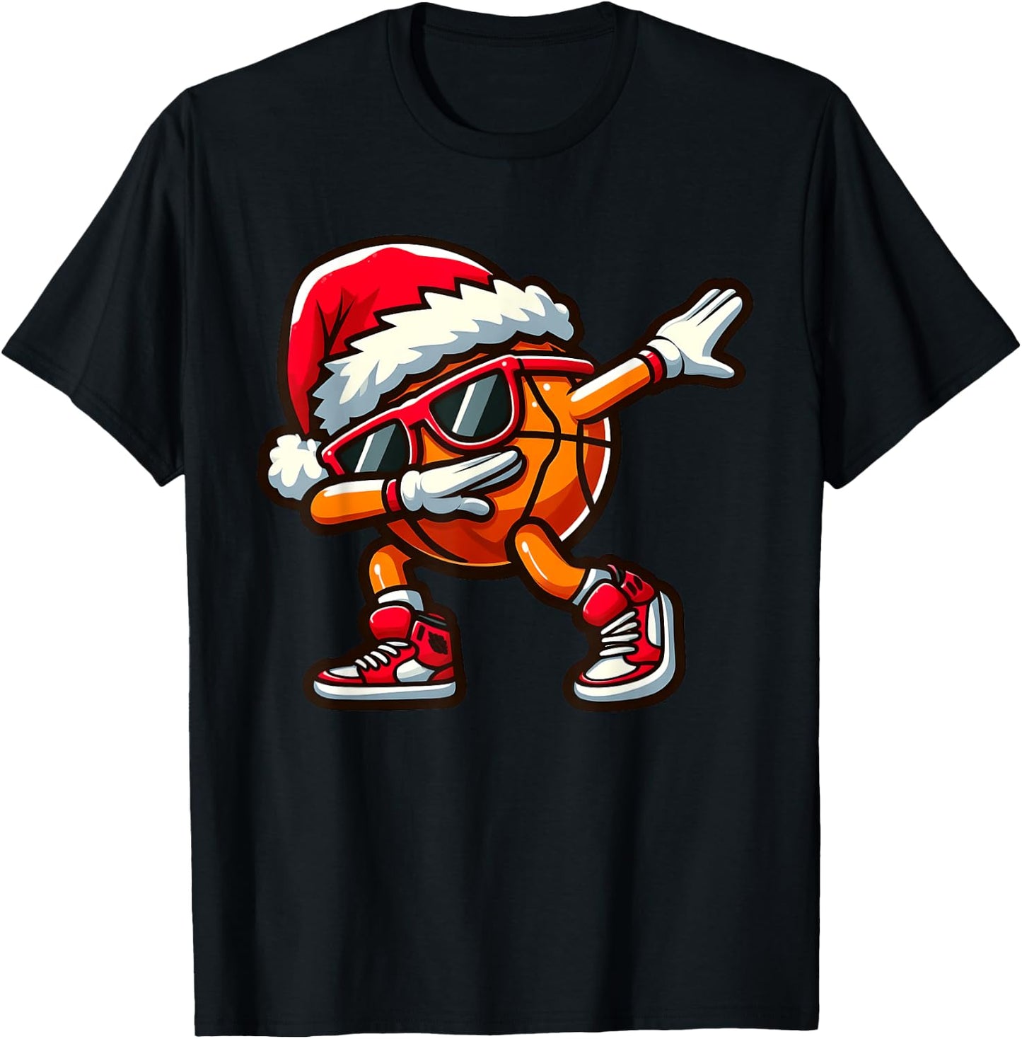 Dabbing Basketball Ball Christmas Funny Toddler Boys Pajamas T-Shirt - T-Shirt | Black