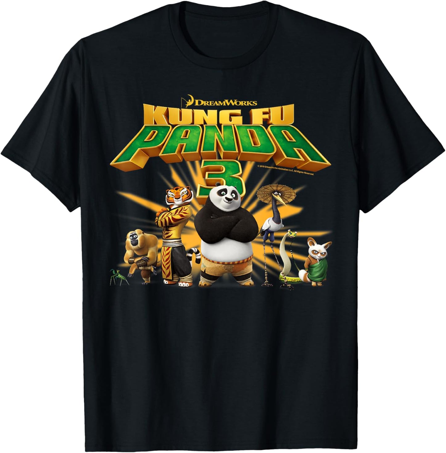 Kung Fu Panda 3 Po And The Furious Five Movie Logo T-Shirt - T-Shirt | Black