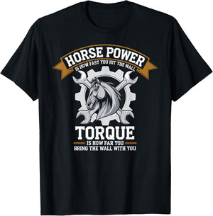 Horsepower Is How Fast You Hit The Wall Funny Car Mechanic T-Shirt - T-Shirt | Black