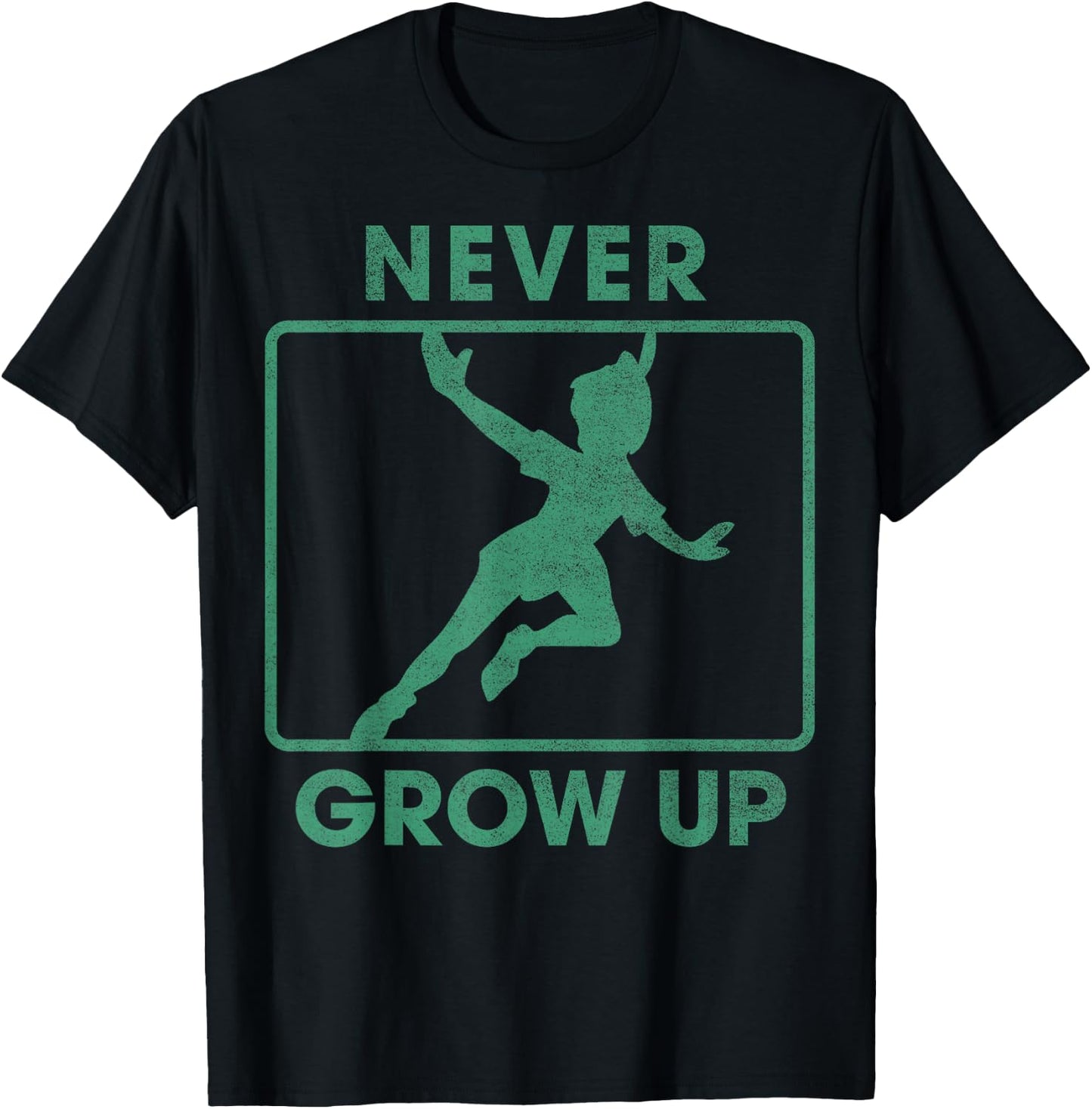 Disney Peter Pan Never Grow Up Silhouette Small T-Shirt - T-Shirt | Black