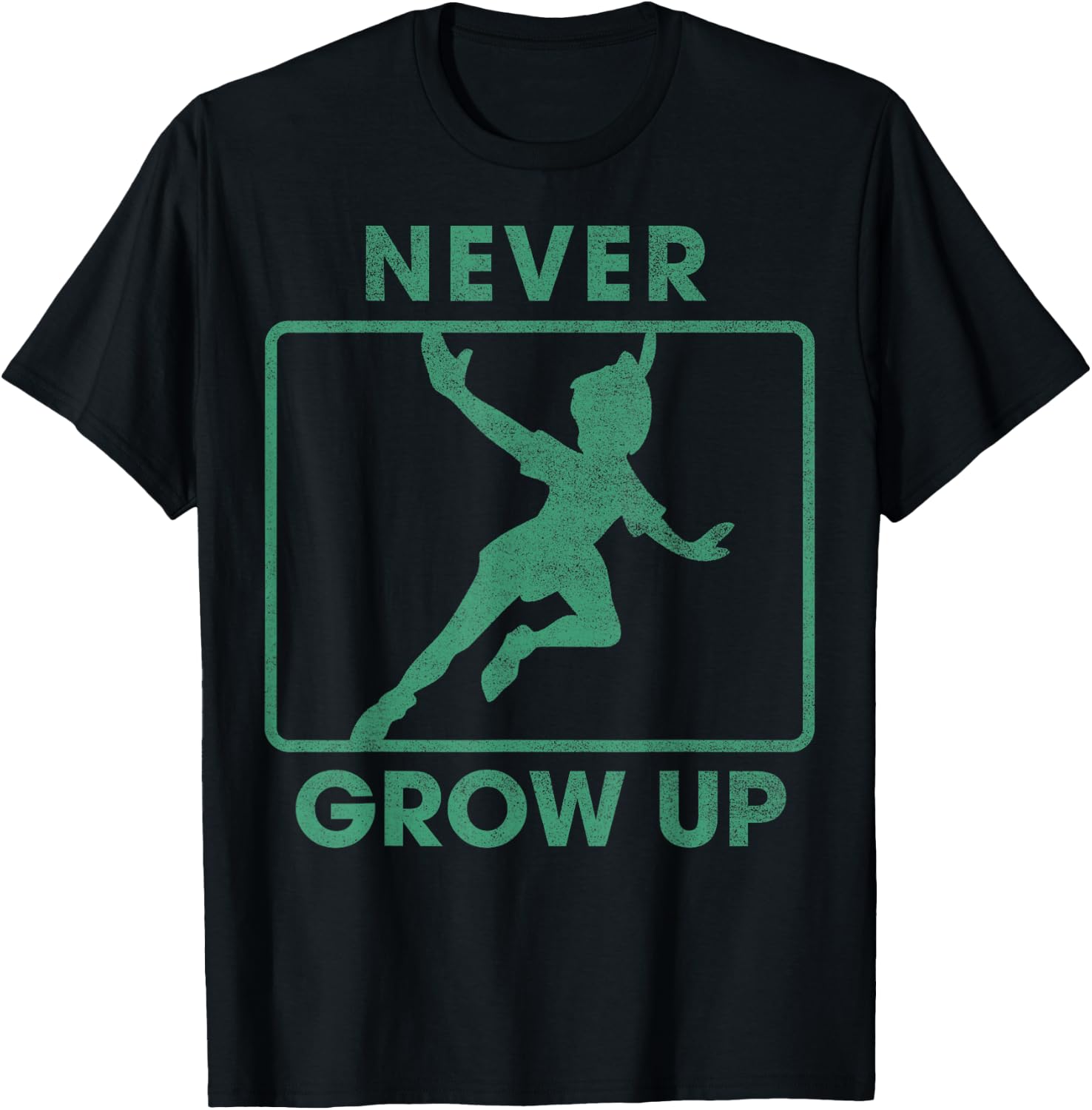 Disney Peter Pan Never Grow Up Silhouette Small T-Shirt - T-Shirt | Black