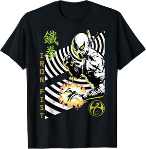 Marvel Iron Fist Living Weapon Portal Vortex Graphic T-Shirt - T-Shirt | Black