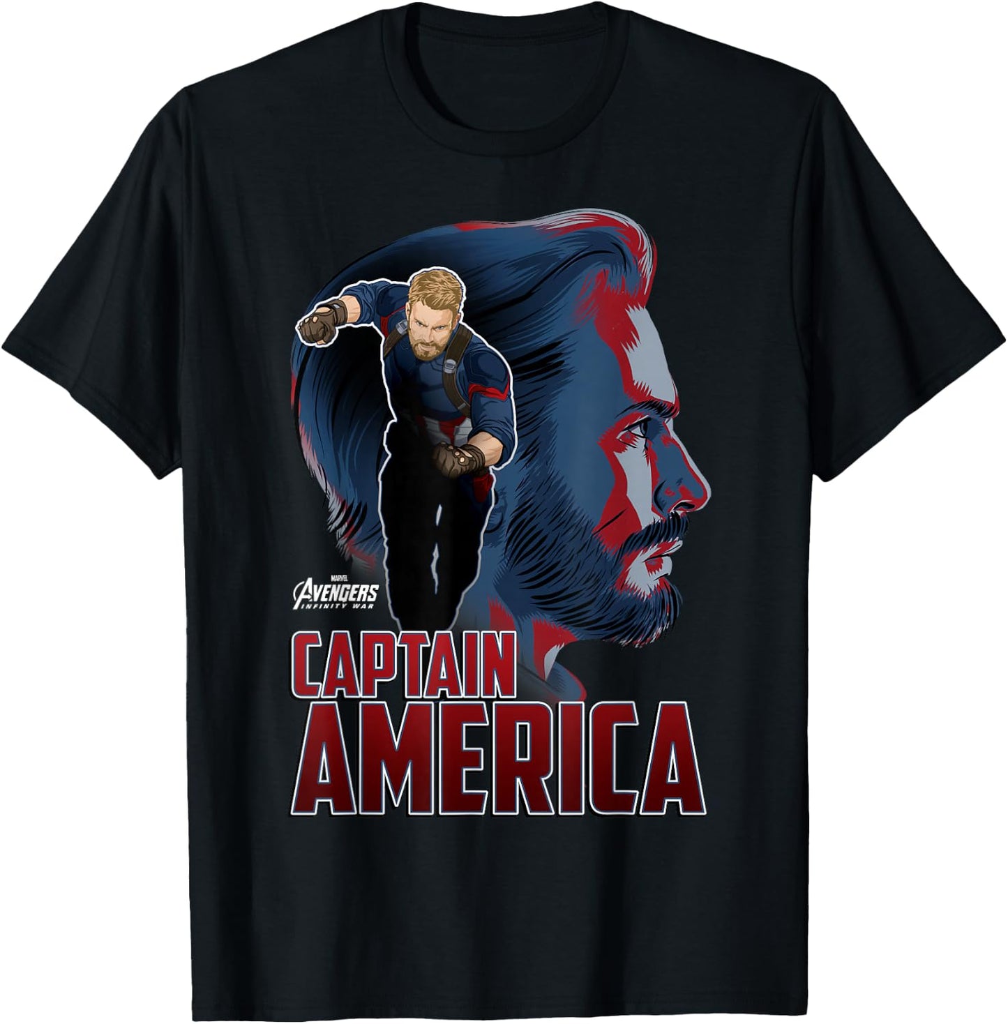 Marvel Infinity War Captain America Profile Graphic T-Shirt - T-Shirt | Black