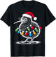 Vintage Kiwi Bird Santa Hat Christmas Light Birding Animal T-Shirt - T-Shirt | Black