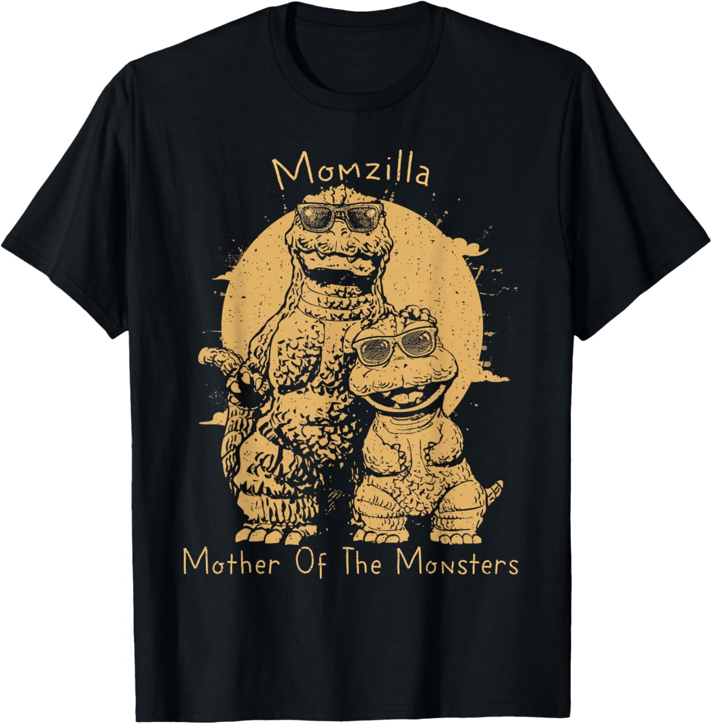 Vintage Momzilla Funny Mother of The Monsters Mother's Day T-Shirt - T-Shirt | Black