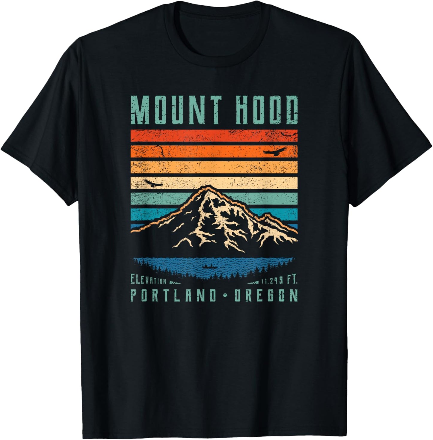 Mt Hood Retro | Mount Hood Portland Oregon Vintage Mountain T-Shirt - T-Shirt | Black