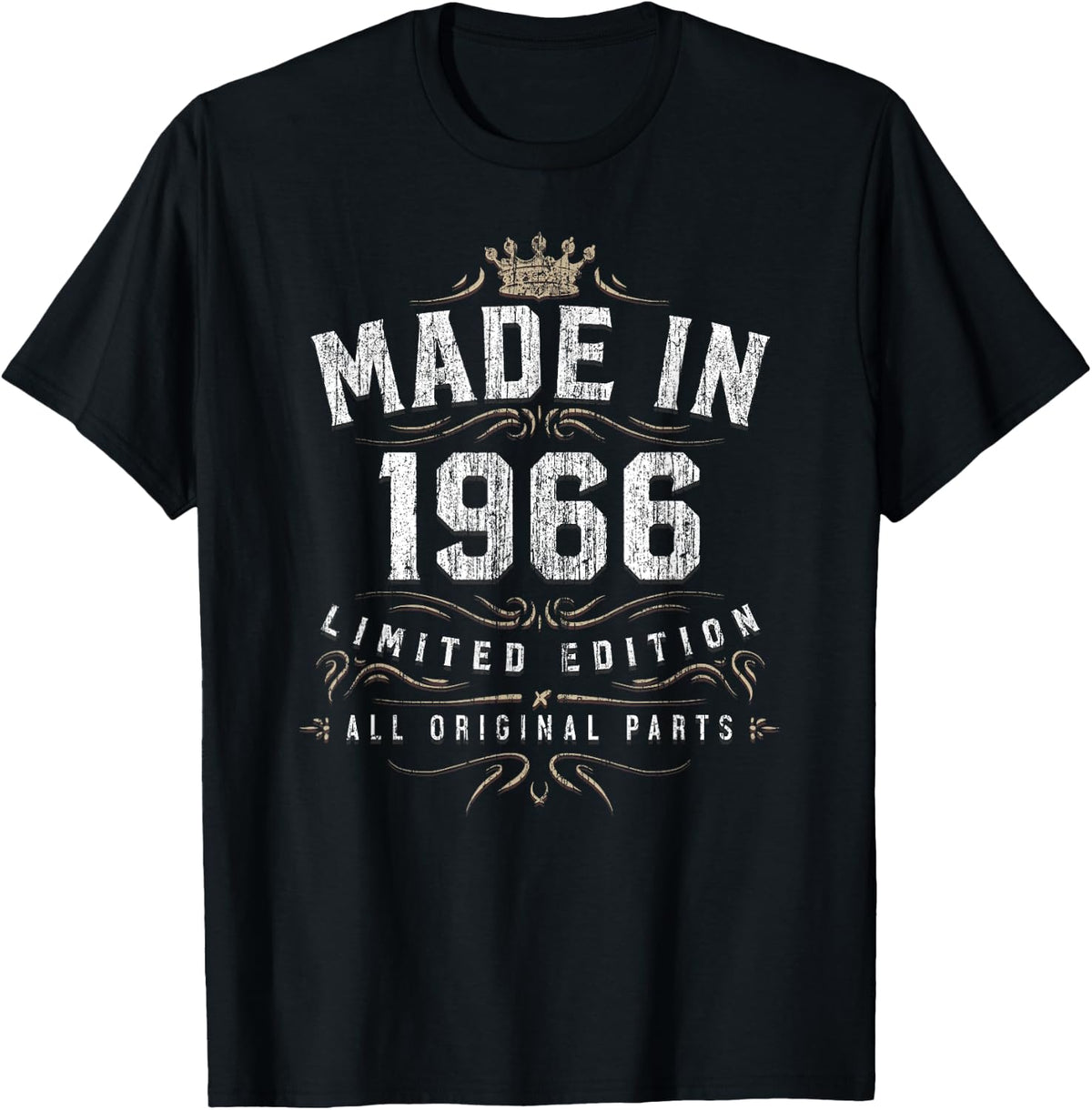 Made In 1966 T Shirt - All Original Parts 53rd Birthday Gift T-Shirt - T-Shirt | Black