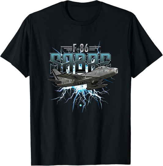 F-86 Sabre Jet Vintage Aircraft Veteran Pilot T-Shirt - T-Shirt | Black