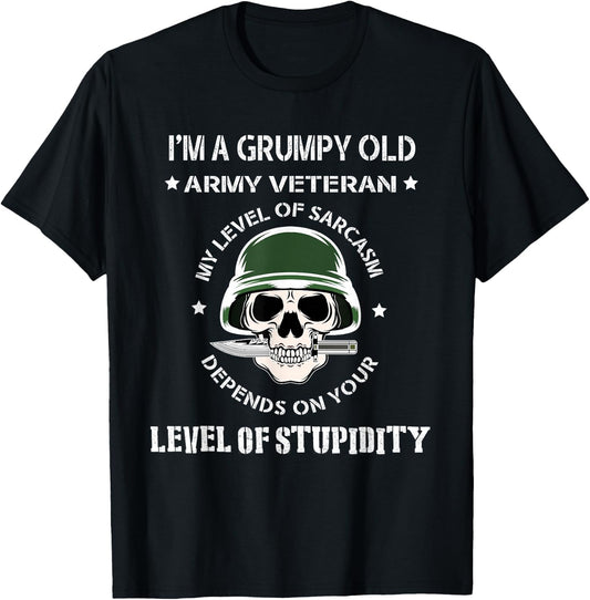 Grumpy Old Army Veteran Funny Veteran t Shirt T-Shirt - T-Shirt | Black