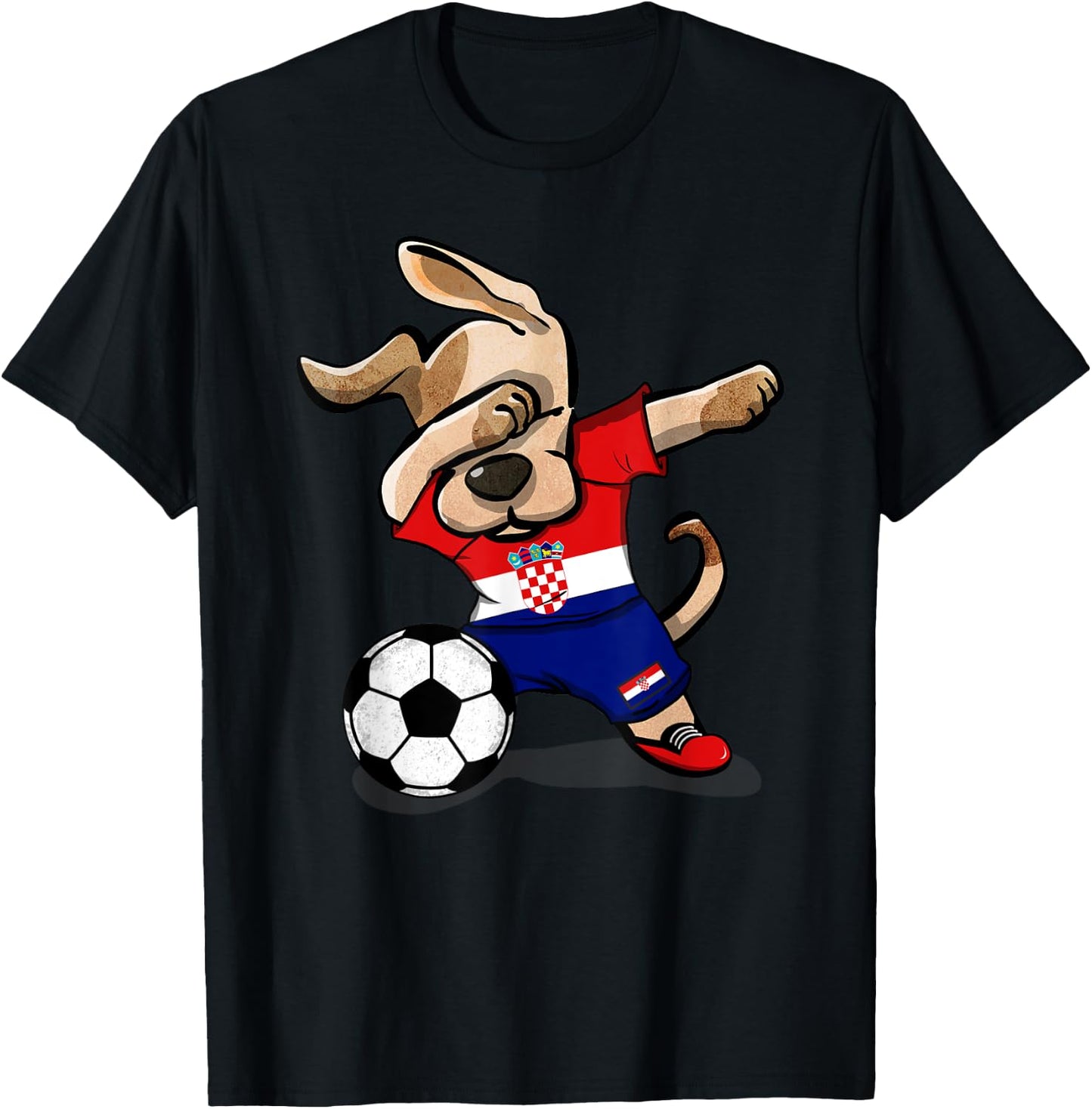 Dabbing Dog Croatia Soccer Fans Jersey Croatian Football T-Shirt - T-Shirt | Black