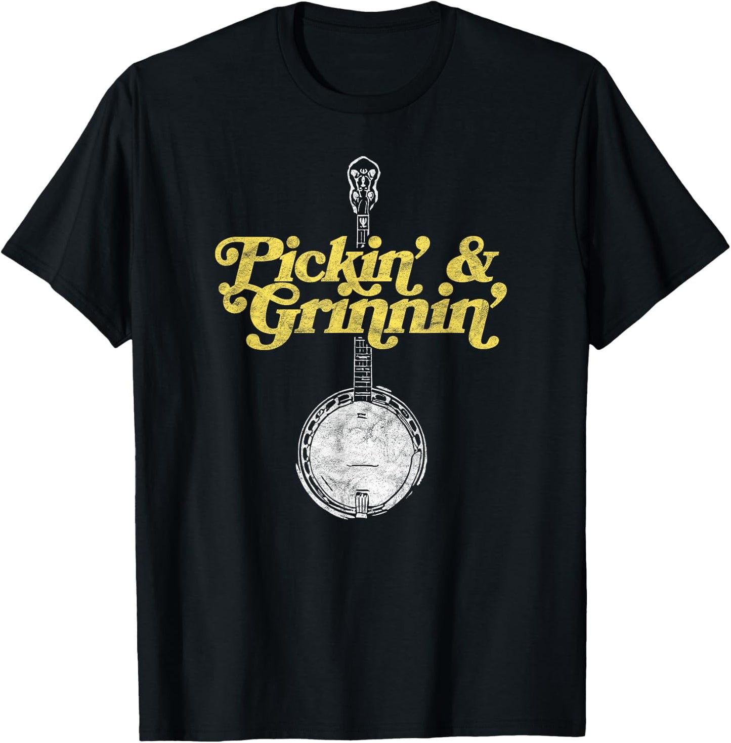 Pickin' & Grinnin' Mountain Sun & Banjo Bluegrass Shirt T-Shirt - T-Shirt | Black