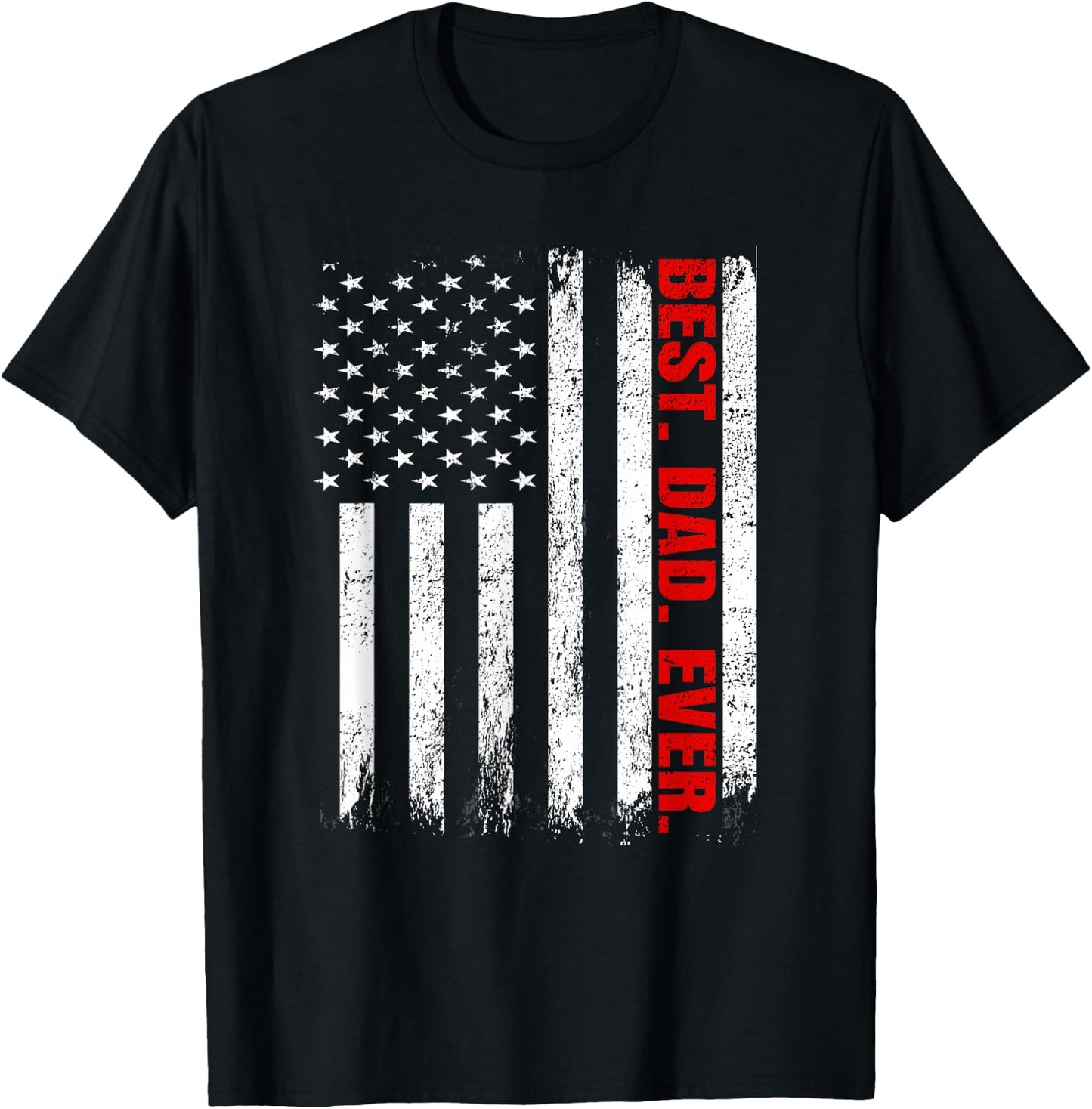 Best Dad Ever USA Flag Fathers Day Firefighter Red Line Women Kids Men T-Shirt - T-Shirt | Black