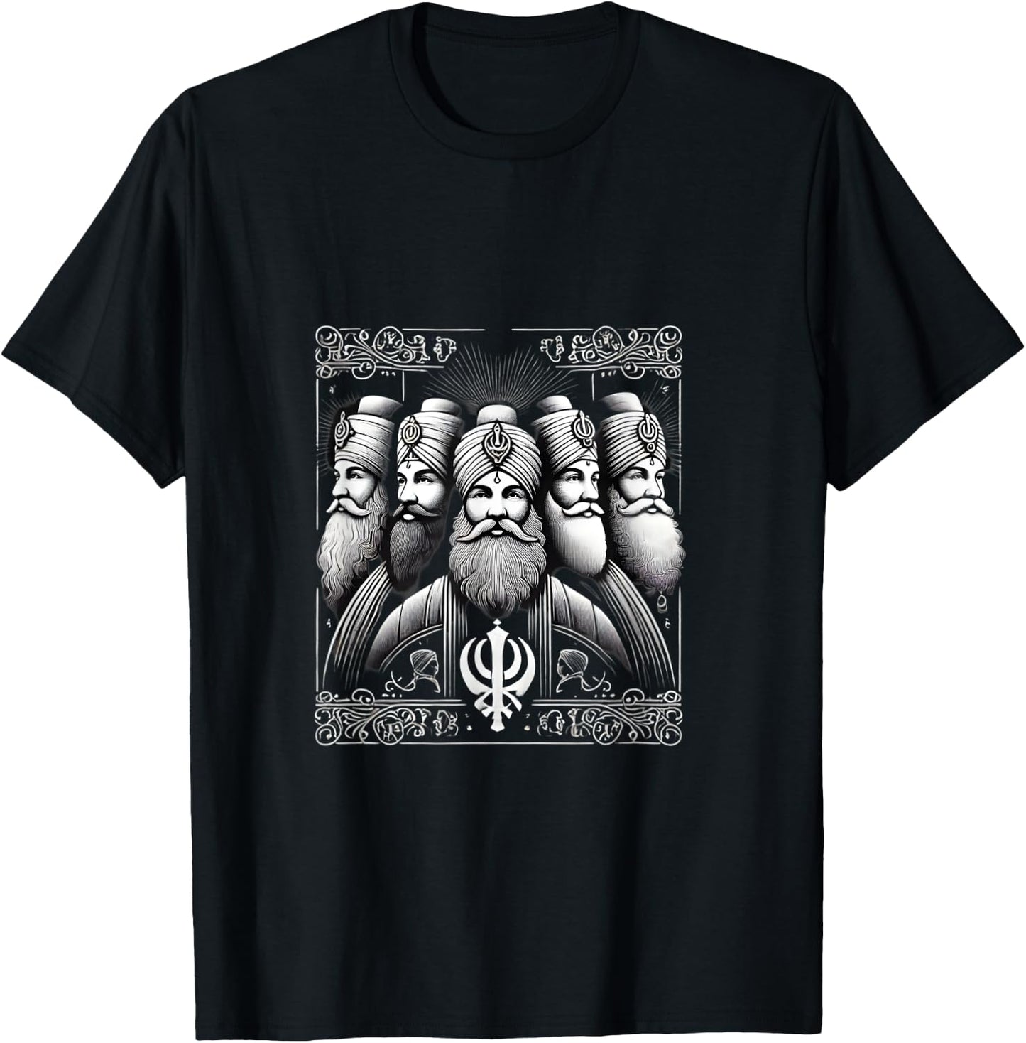 Sikh Khalsa Panj Pyare Five Beloved Ones T-Shirt - T-Shirt | Black
