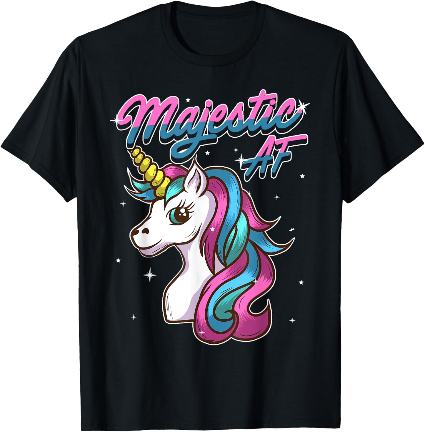 Unicorn T Shirt Majestic AF T Shirt Unicorn Shirts T-Shirt - T-Shirt | Black