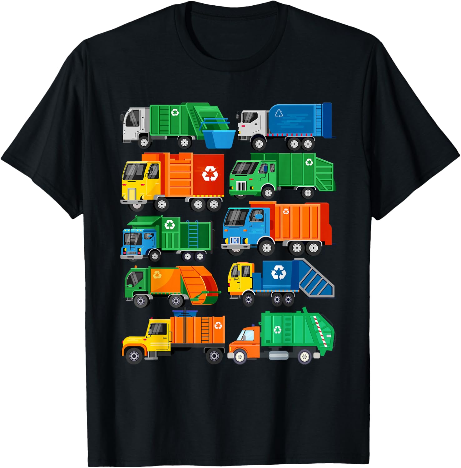 Garbage Truck Recycling Day Trash Waste Separation Birthday T-Shirt - T-Shirt | Black