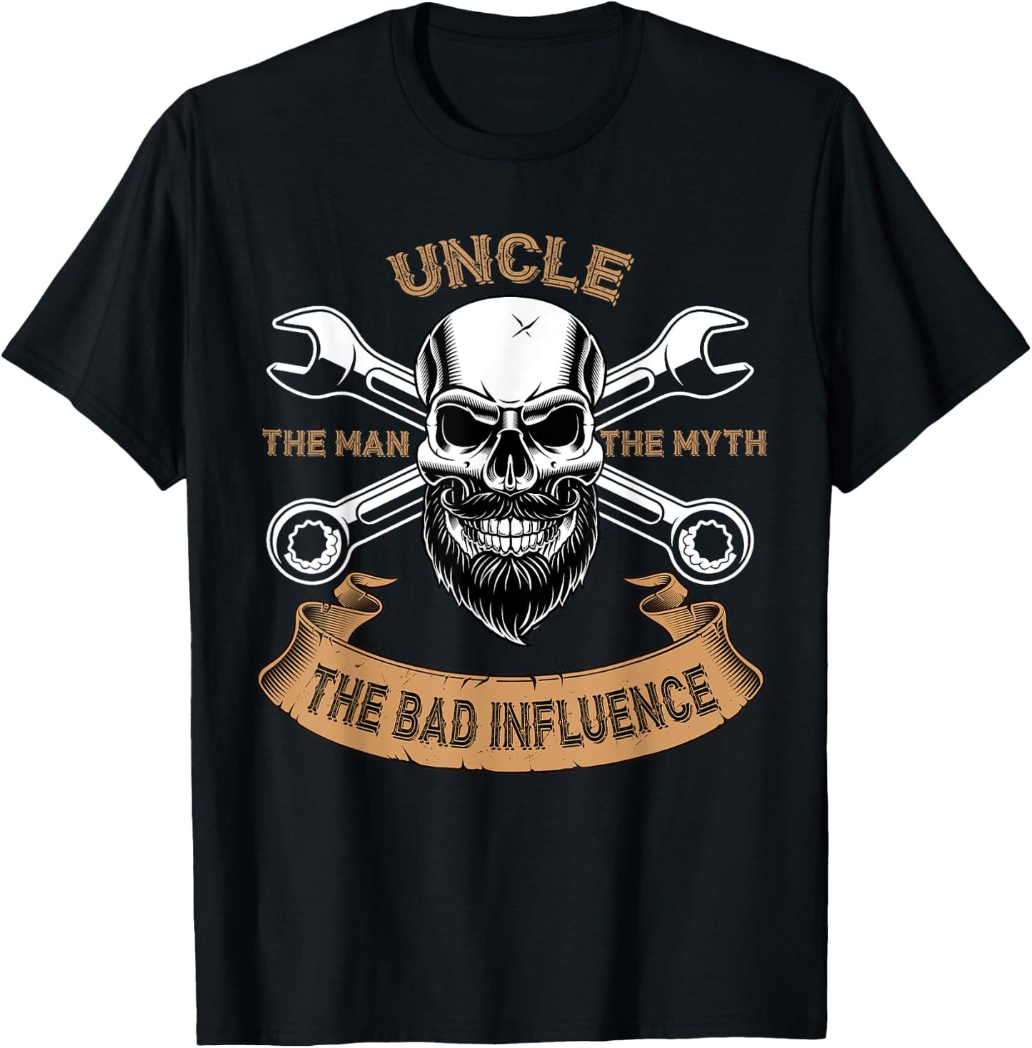 Uncle The Man The Myth The Bad Influence Funny Uncle Shirt T-Shirt - T-Shirt | Black