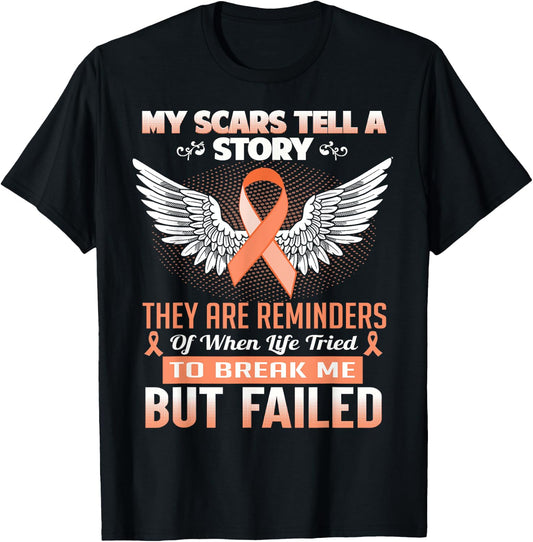 My Scars Tell A Story - Uterine Cancer Awareness Shirt T-Shirt - T-Shirt | Black