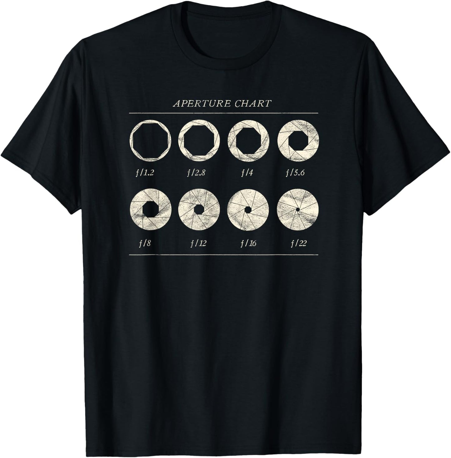 Vintage Photographer DSLR Camera Lens Aperture Chart Aperture T-Shirt - T-Shirt | Black