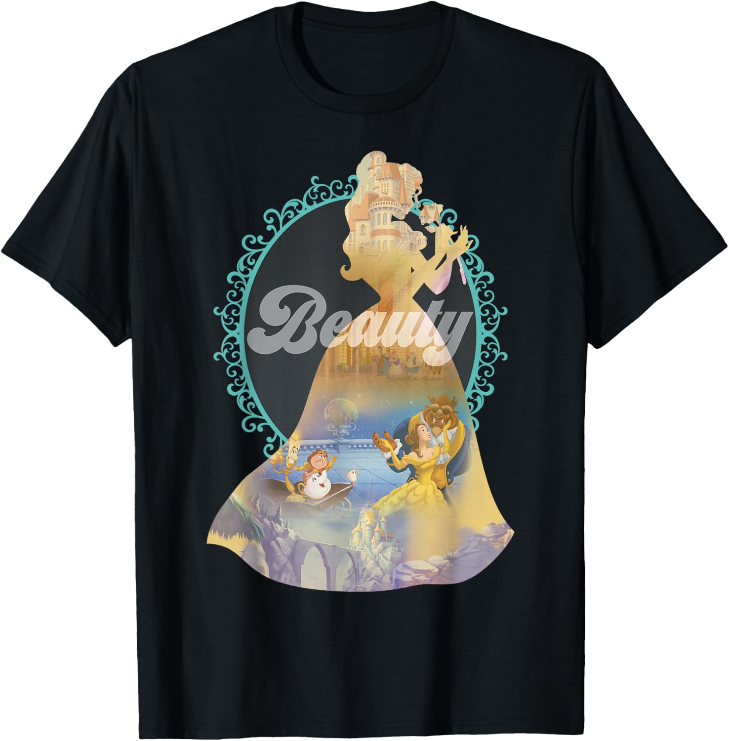 Disney Beauty and the Beast Enchanted Dance Belle Silhouette T-Shirt - T-Shirt | Black
