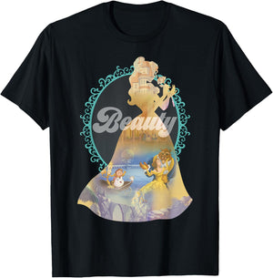 Disney Beauty and the Beast Enchanted Dance Belle Silhouette T-Shirt - T-Shirt | Black