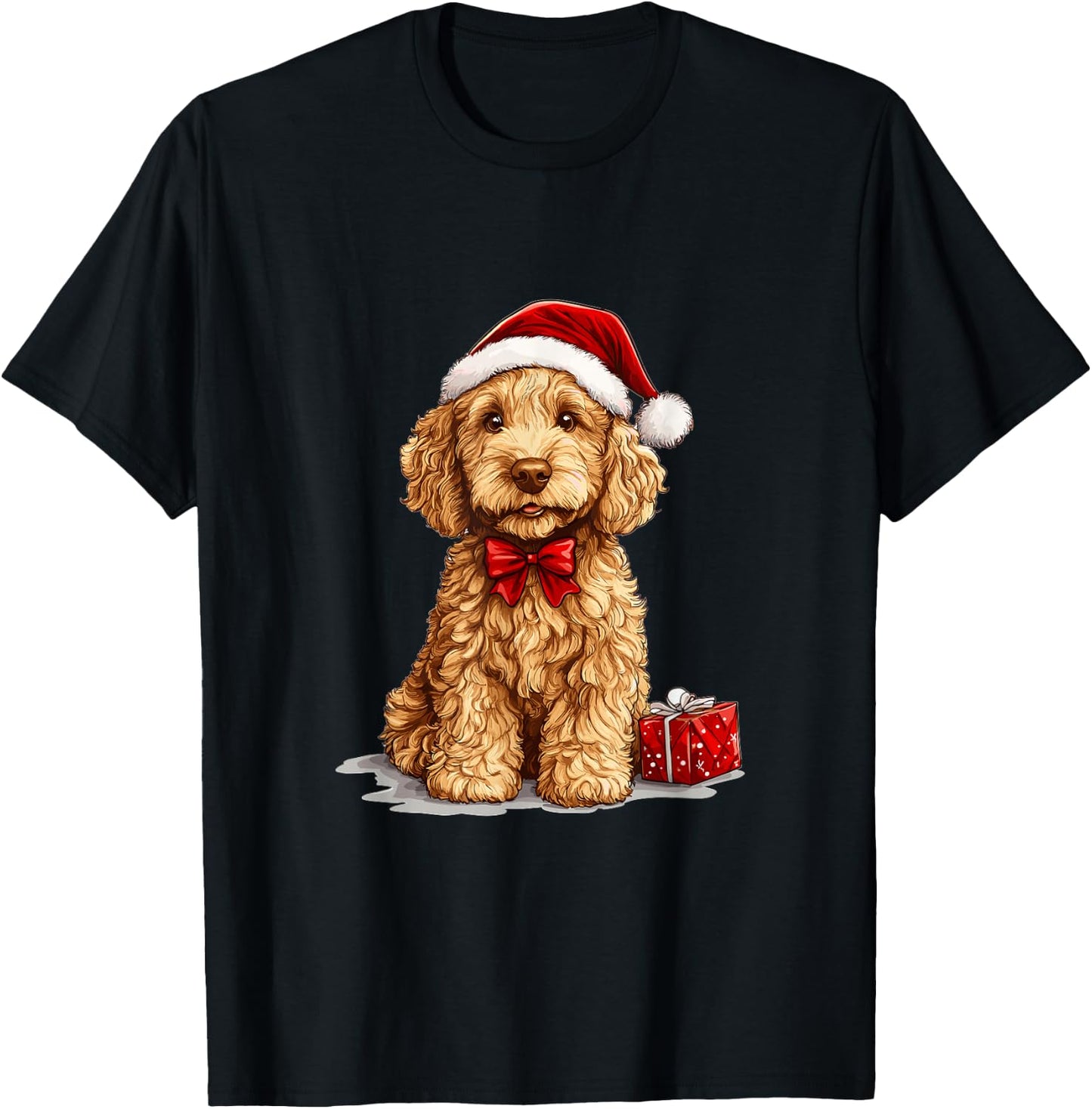 Cute Goldendoodle Dog Christmas Merry X-mas Graphic T-Shirt - T-Shirt | Black