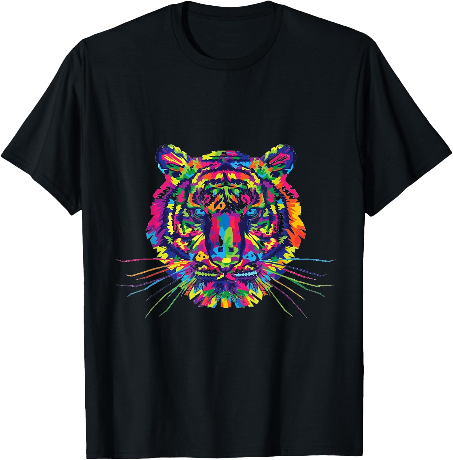 Tie Dye Tiger Tie Dyed Animal Whiskers T Shirt T-Shirt - T-Shirt | Black