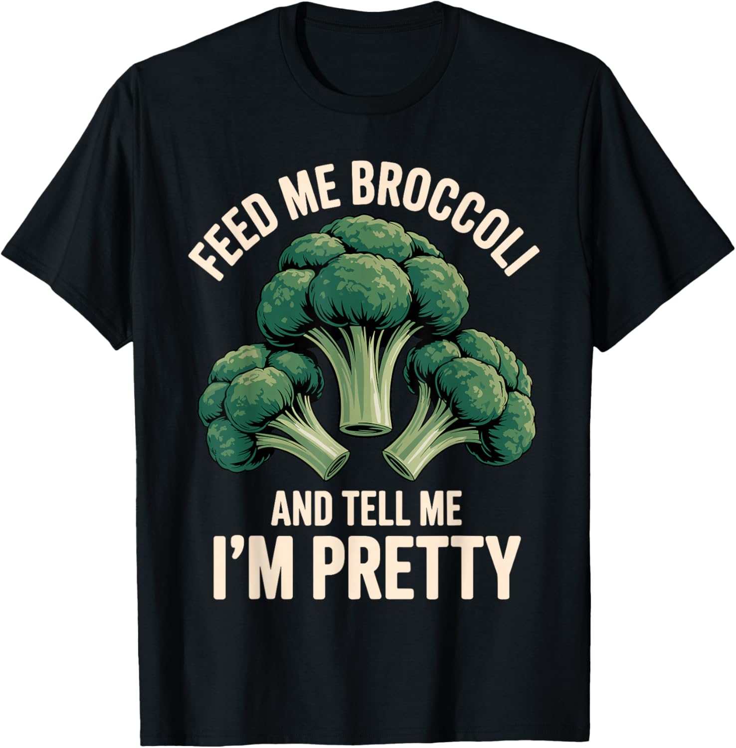 Funny Broccoli Design Women Kids Vegan Broccoli T-Shirt - T-Shirt | Black