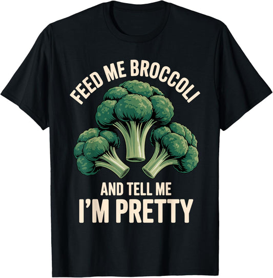 Funny Broccoli Design Women Kids Vegan Broccoli T-Shirt - T-Shirt | Black