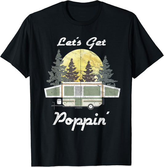 Funny Camping RV Popup Camper Tent Trailer Outdoor T-Shirt - T-Shirt | Black