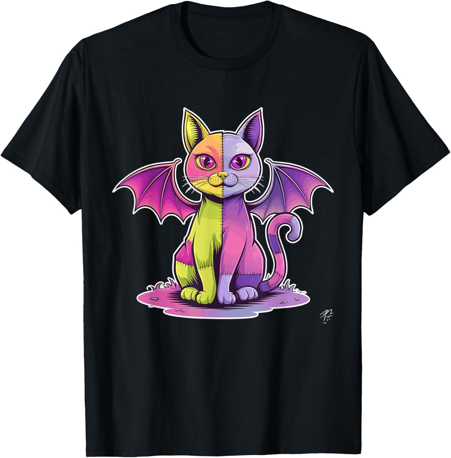 E-Girl Teen Goth Pastel Cat Kawaii Zombie Emo Girl T-Shirt - T-Shirt | Black