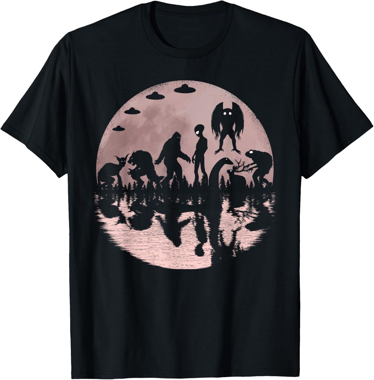 Cryptid Bigfoot Loch Ness Monster Mothman And Other Cryptids T-Shirt - T-Shirt | Black