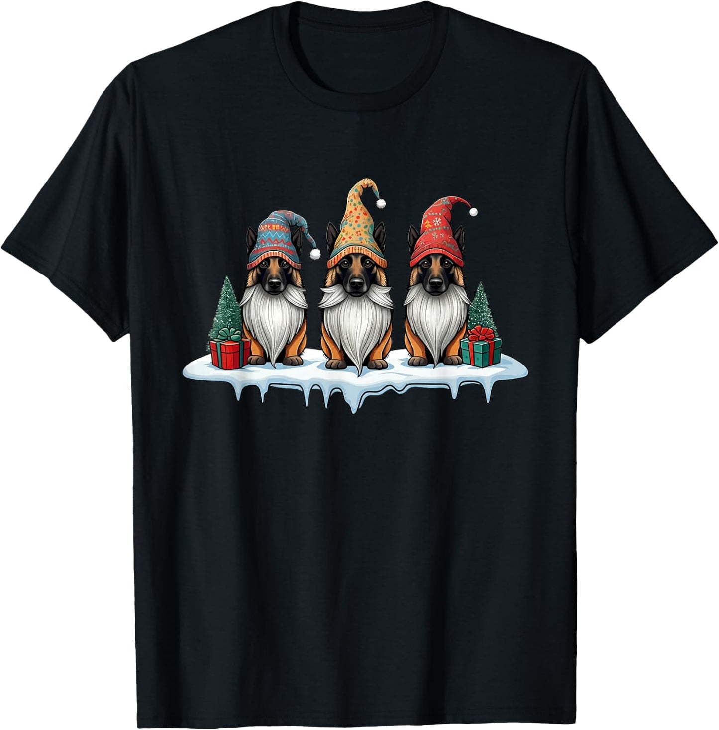 Funny Belgian Malinois Gnomies Christmas Gnome T-Shirt - T-Shirt | Black