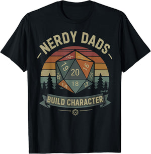 Nerdy Dads Build Character RPG Gaming Father's Day for Dad T-Shirt - T-Shirt | Black