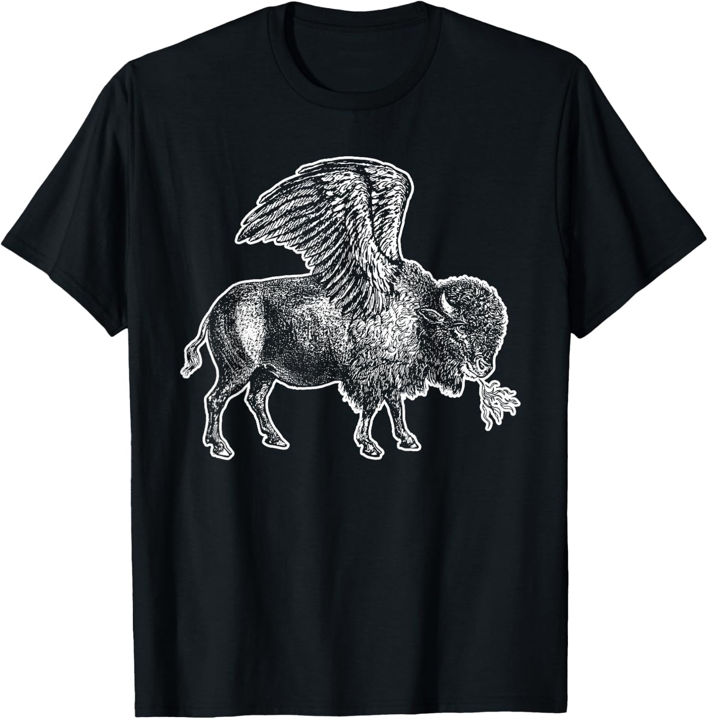 Funny Design Buffalo Wings Hot Foodie Chicken Bison Vintage T-Shirt - T-Shirt | Black