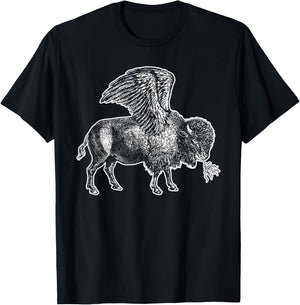 Funny Design Buffalo Wings Hot Foodie Chicken Bison Vintage T-Shirt - T-Shirt | Black