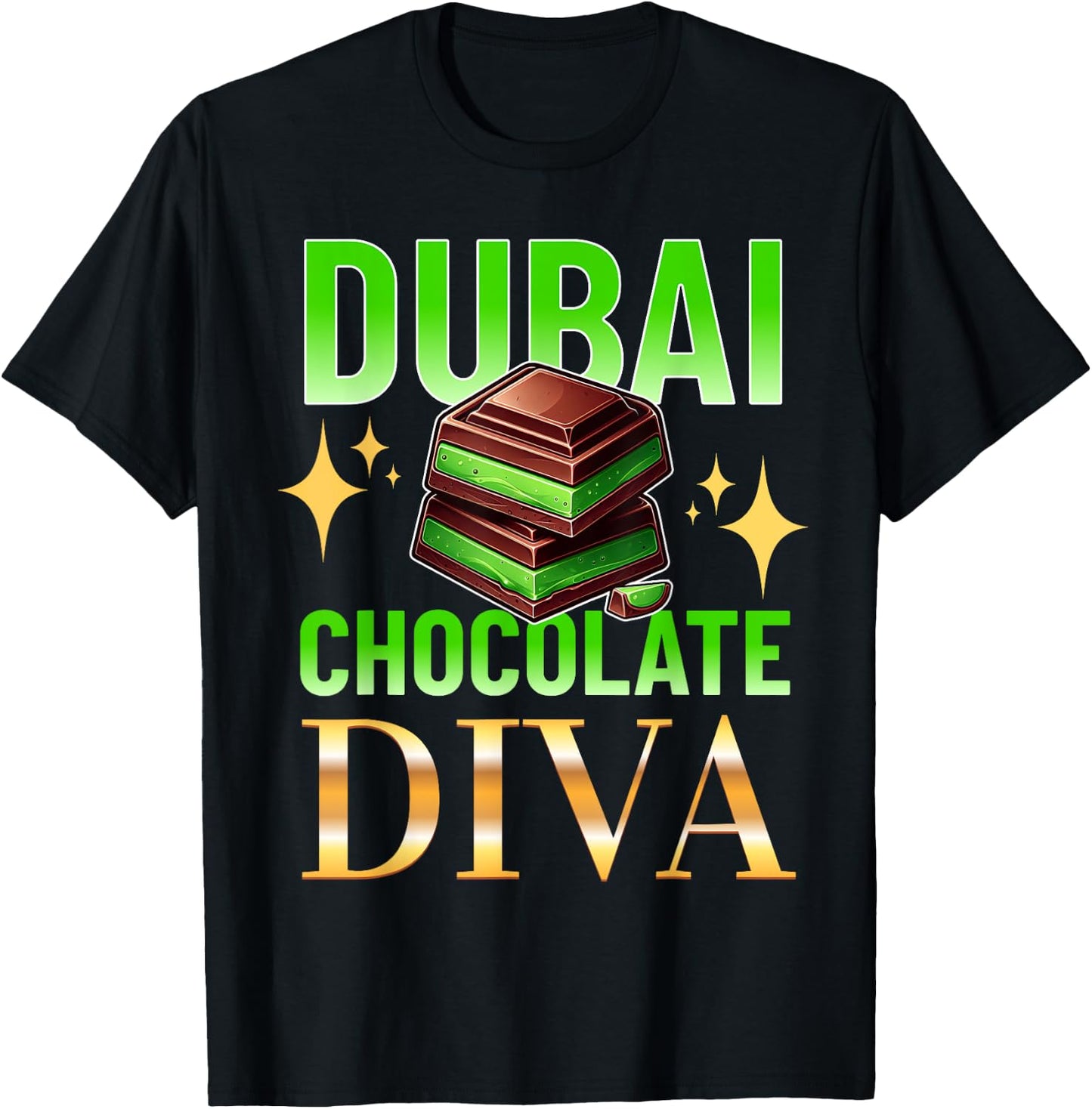 Dubai Chocolate Diva Funny Design Meme Chocolate T-Shirt - T-Shirt | Black