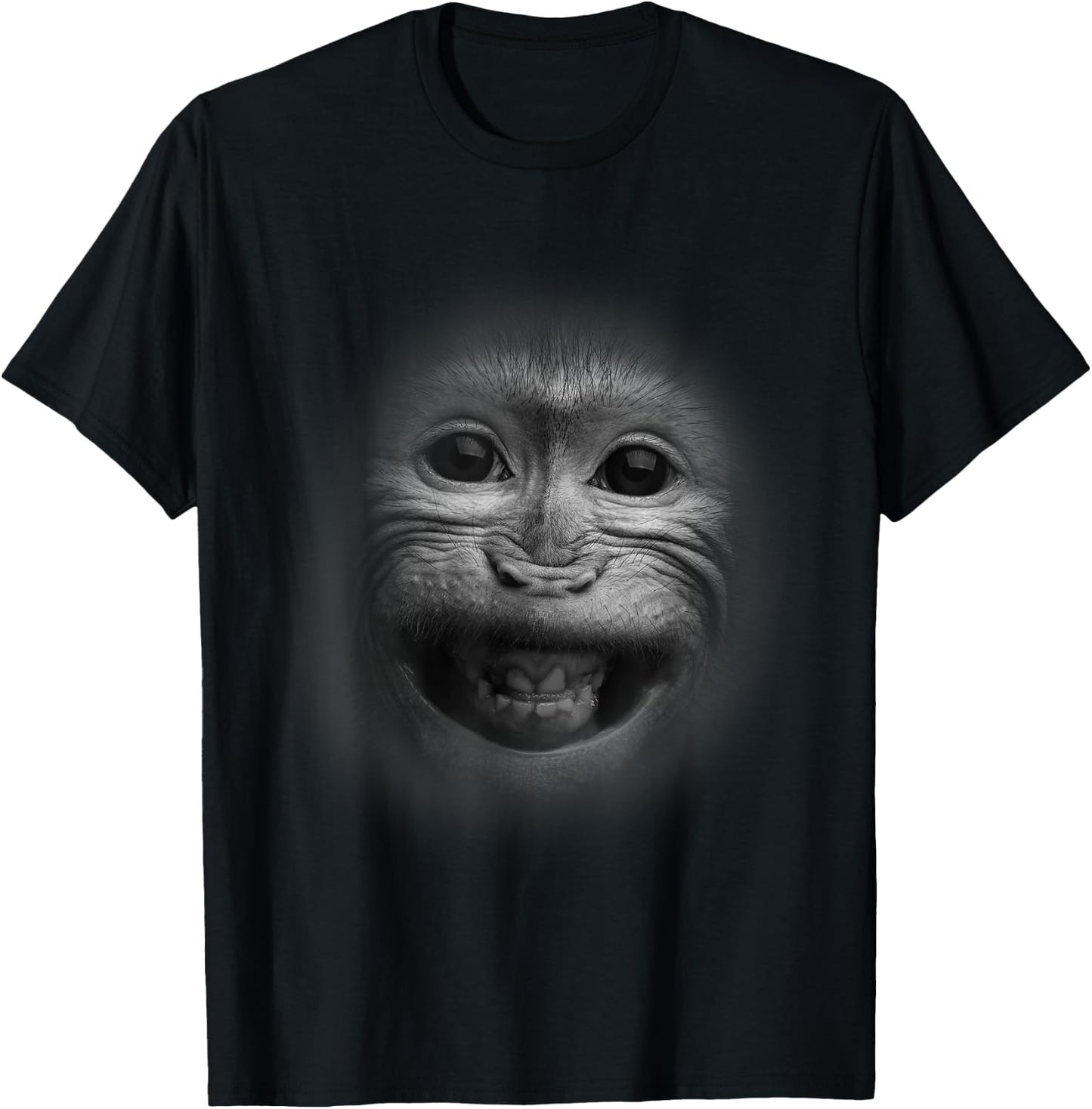 The Happiest Monkey Face Graphic - Funny Humor T-Shirt - T-Shirt | Black